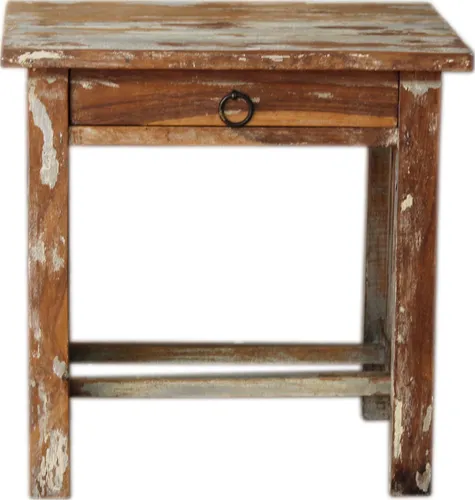 Vintage Nachttisch mit Schubfach - Modell 45 - Tische & Stehtische, handgefertigt aus hochwertigem Mangoholz, bietet praktischen Stauraum und verleiht jedem Raum einen ethno-inspirierten Charme.