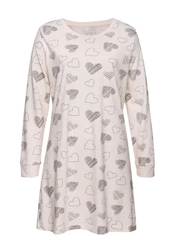 Vivance Dreams Nachthemd (2 Stück) mit Herzprint - Nachthemden im praktischen Doppelpack, mit süßem Herzprint und bequemem Schnitt aus atmungsaktivem Jersey für einen angenehmen Schlaf.