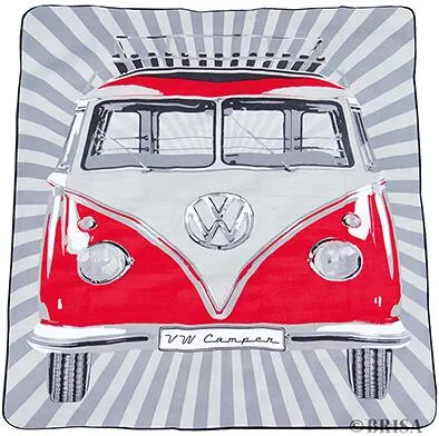 BRISA VW Picknickdecke - Wasserdichte Samba Stripes Decke 200x150 cm - Picknickdecken: Offiziell lizenziertes Volkswagen Produkt, wasserabweisend und wärmeisoliert, ideal für Outdoor-Aktivitäten und entspannte Tage im Freien.