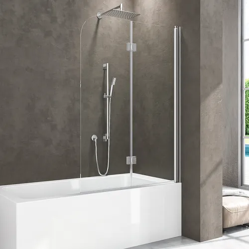 2-teilig Badewannenaufsatz 110 Faltwand für Badewanne Duschabtrennung NANO Glas