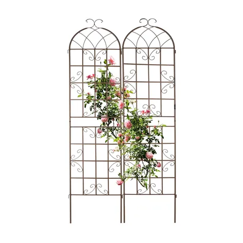 Rankgitter Metall Zier-Rankspalier 2er Set - Spaliere aus robustem Eisen, ideal zur Unterstützung von Pflanzen und zur Verschönerung Ihres Gartens. Mit einer Höhe von 220 cm bieten sie optimale Rankmöglichkeiten.
