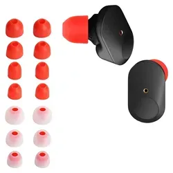 kwmobile 14x Ersatzpolster kompatibel mit Sony WF-1000XM3 / WF-1000XM4 / WF-1000XM5 - 4 Größen - Silikon Ersatz Ohrstöpsel In-Ear Kopfhörer - P... - Rot