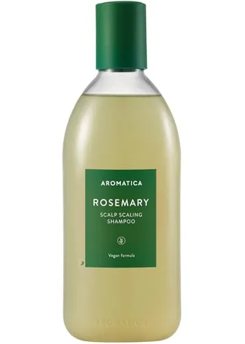 AROMATICA Rosmarin Kopfhaut-Schälshampoo 400ml – Veganes Shampoo mit Rosmarinöl – Entfernt abgestorbene Hautzellen auf den Kopfhautporen – Frei von Sulfaten, Silikonen und Parabenen