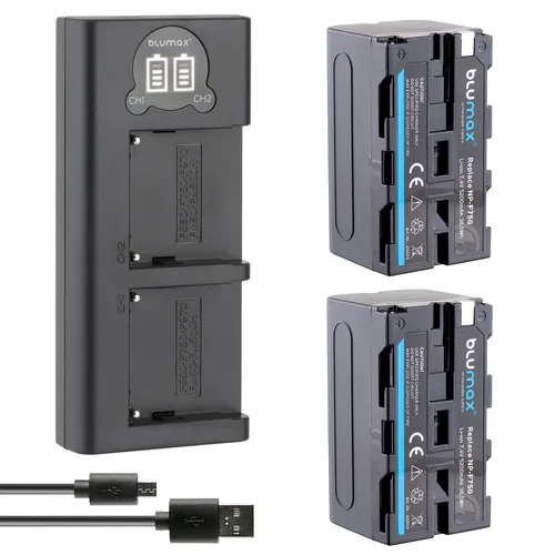 2x Akku + LCD Lader für Sony NP-F750 NP-F330 F550 F730 F770 F930 F970 5200 mAh - Zuverlässige 5200 mAh Akkus für Sony Videokameras, inklusive LCD Lader für einfache Handhabung. Ideal für längere Aufnahmen und professionellen Einsatz.