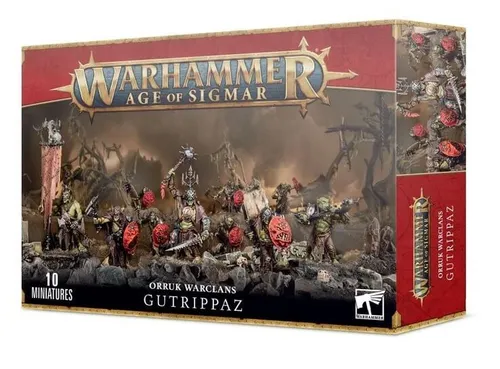 Orruk Warclans - Gutrippaz Wanstreißa - WFB Miniaturen, 10x Wanstreißa mit 32 mm Rundbases, ideal für strategische Kämpfe dank ihrer verwirrenden Kampfschreie und hinterhältigen Taktiken.