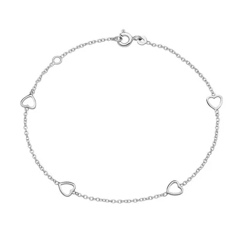 Unique Goldarmband Zierliches schlichtes Herzarmband 14K Weißgold GB0023-W