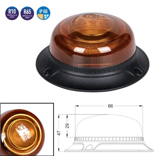 LED Mini Rundumleuchte 12V 24V Rundumkennleuchte Rundumlicht Warnleuchte E9