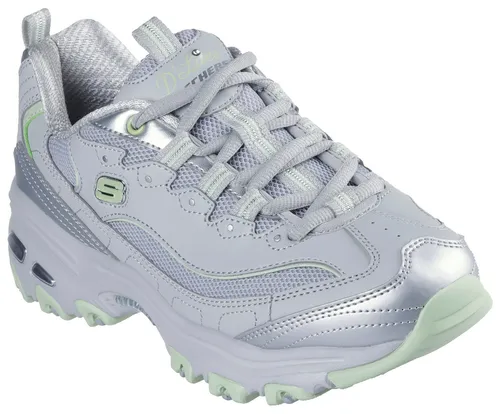Skechers D'Lites Chromatic Damen Sneaker Gray/Lime EU 40 - Damen-Sneaker mit atmungsaktivem Duraleather und stylischem Lime-Trimm für optimalen Komfort und modisches Design.
