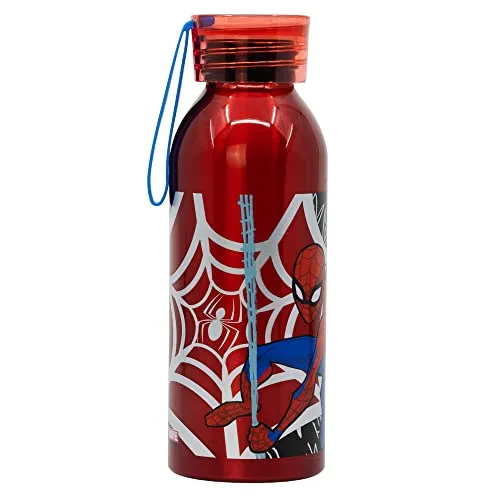 Stor 8412497513246 Aluminium Flasche mit Silikonaufhänger, 510 ml Fassungsvermögen, Spiderman Urbano