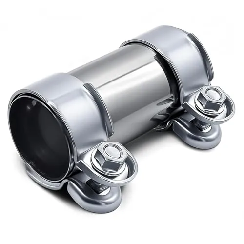 CHUANFU Doppelschelle Auspuffschelle, Ø 45 mm x 125 mm Edelstahl Rohrverbinder Auspuff, Universal Auspuffrohrklemme, Auspuff Schelle Korrosionsbeständig, für Auspuffrohr Autos mit 45 mm Durchmesser