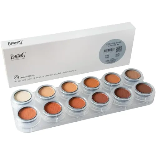 GRIMAS Lidschatten/Rouge Palette RH, 12x2g professionelle Eyeshadow-Farben in warmen braun- bronze- und goldtönen, für Alltag und reifen Teint