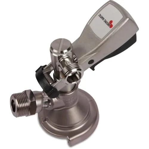 Micro Matic KEG Zapfkopf Typ A - Flach - Premium Zapfkopf für Thekenanstich mit integriertem Rückschlagventil, aus Messing mit Zinn-Nickel-Beschichtung. Ideal für Gastronomie und Bierliebhaber.