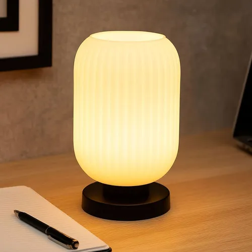 Tischleuchte Tischlampe Schlafzimmerleuchte Beistelllampe Glas schwarz 1 flammig