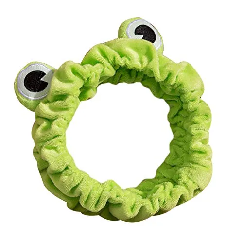 Ixkbiced Waschen Sie Gesicht Make-up Stirnband Nette Frosch Augen Elastic Hair Hoop Plüsch gewickelt.