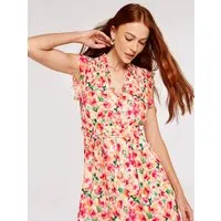 Apricot Pinselstrichmuster Midikleid in beige von Apricot