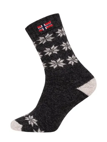 HomeOfSocks Socken 80% Wollsocken Norwegen Flagge & Stern Design Dicke Socken Hyggelig Warm Hoher 80% Wollanteil Norwegisch Design