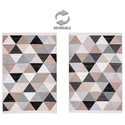 Fashion4Home Boho Kelim Teppich Läufer - Karo-Grau 140x200 cm - Vielseitiger Teppich Läufer mit wendbarem Design für jeden Raum, umweltfreundlich aus recycelten Materialien und maschinenwaschbar bei 30°C.