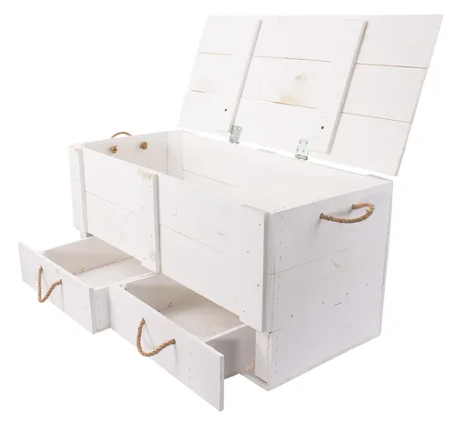 Grosse weisse Aufbewahrungskiste Kalle mit Schubladen und Deckel