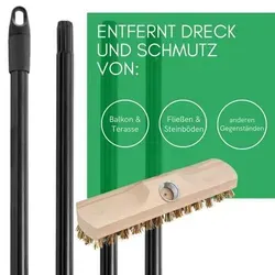 Holz-Schrubber mit Borsten und Steckstiel in braun von Novaliv