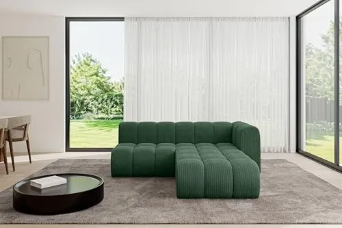 ALTDECOR Modulares Sofa Ecksofa in L-Form Corner modular Sofa Eckcouch Couch Wohnlandschaft Cauchsofa Bodensofa Polstersofa Darnel-L1-205x177x70 cm Grün