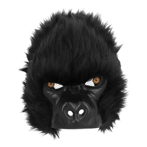Plüsch-Halbmaske Gorilla Affe in schwarz von Boland