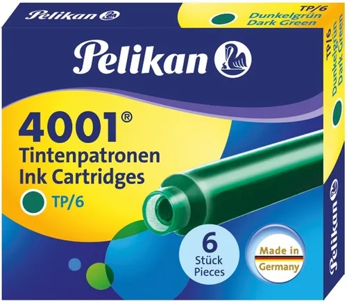 Pelikan Füllhalter Tintenpatrone 4001 TP/6 dunkelgrün Etui mit 6 Patronen (10 Stück)