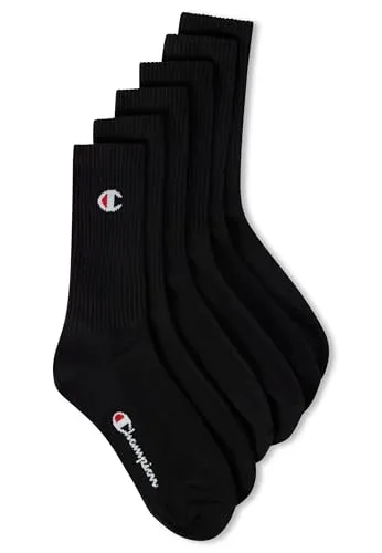 Champion Unisex Socks Basics 6pk Crew Füßlinge, Schwarz, 31-34 EU
