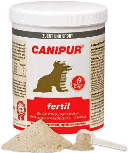 Canipur Fertil 1000 g - Vitamine für Hunde, speziell für Zuchthündinnen zur Steigerung der Fruchtbarkeit und Unterstützung der gesunden Entwicklung von Welpen.