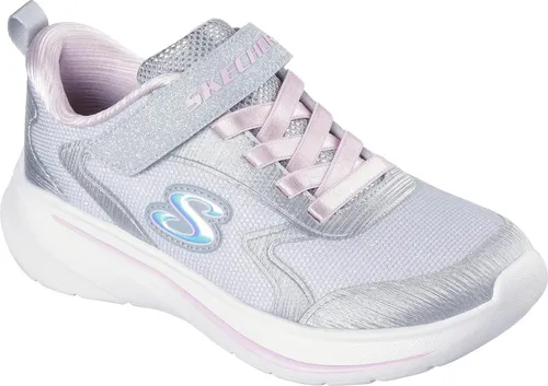 SKECHERS WAVE 92 Kinder Sneaker - Sportliche Kinder Sneaker in hellgrau und rosa mit Glitzer-Optik, waschbar und bequem dank gepolsterter Innensohle - ideal für aktive Kids!