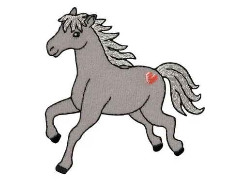 Bügelbild Applikation Aufnäher Patch Pferd mit Herz 7,5 x 7,5 cm