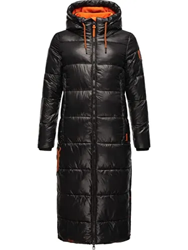 Navahoo Damen Warmer Winter Steppmantel mit Kapuze Schmuseengel Black Gr. M - Funktionsjacke im modernen Metallic-Look, wasserabweisend und mit warmem Innenfutter; ideal für kalte Tage und modische Akzente.
