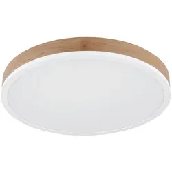 Globo LED-Deckenleuchte Doro Holzfarben/Weiß Ø 45 cm - Lampen mit elegantem Design und hoher Energieeffizienz, 24 W LED-Lichtquelle für warmweißes Licht und 3200 Lumen – ideal für ein gemütliches Zuhause.