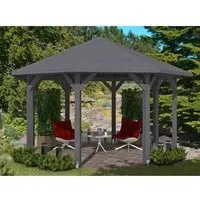 Pavillon SKAN HOLZ Nice Gr. 2 ø 484 cm - Weidezäune: Hochwertiger 8-Eck Pavillon aus Leimholz in schiefergrau, ideal für Gartenpartys und geschützte Rückzugsorte, mit stabiler Konstruktion und optionalen Dachschindeln.