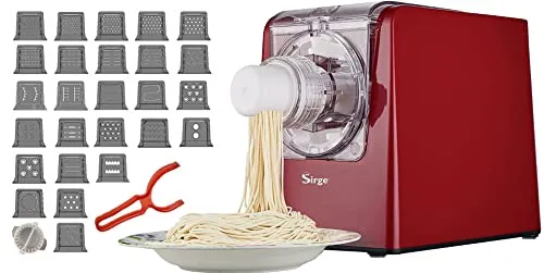Sirge PASTAMAG26 Nudelmaschine 300 W - 26 Trafil - bis zu 900 g Paste - Vertikale Extrusion ideal für lange Pasta - inkl. Zubehör für Raviolen