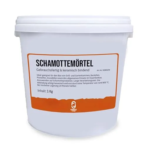 Feuerfest 123 - Schamottemörtel 1 kg für Kaminöfen & Grills - Hochwertiger Schamottemörtel für den Bau von Kaminöfen, Grills und Backöfen. Hitzebeständig bis 1.450 °C, ideal für präzises Arbeiten dank langer Verarbeitungszeit.