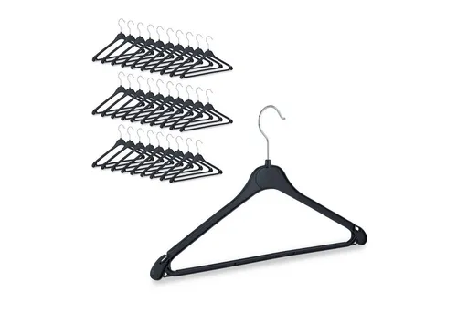 relaxdays Kleiderbügel Kunststoff Kleiderbügel Set, schwarz