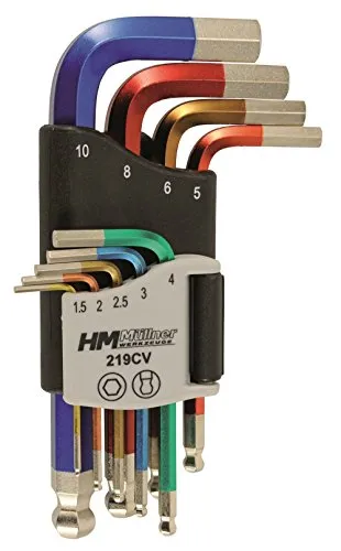 HM Müllner Kugelkopf - Sechskant - Stiftschlüssel - Satz Imbus 9 teilig 1,5 - 10mm farbig