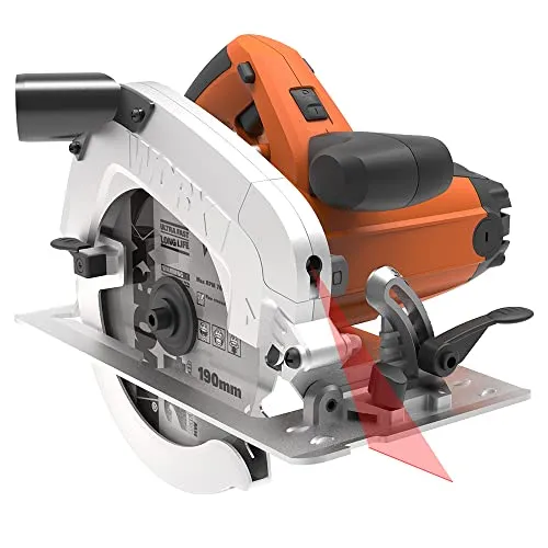 WORX WX445 Handkreissäge 1600W - mit präziser Schneidleistung, Laserführungssystem, einstellbarem Schnittwinkel & Parallelanschlag – 190mm Sägeblatt mit 24 Zähnen