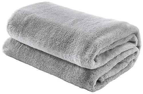 Erwin Müller Teddy-Fleece-Wohndecke Salerno, Fleece-Decke, Kuscheldecke Silbergrau Größe 130x170 cm - flauschig weich, pflegeleicht