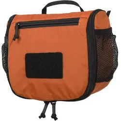 Helikon-Tex Travel Toiletry Bag orange/schwarz - Praktische Reise-Kulturtasche mit abnehmbarem Spiegel und Metallhaken zum Aufhängen, ideal für eine organisierte Reise. Robuste YKK-Reißverschlüsse und leichtes Design machen sie zum perfekten Begleiter.