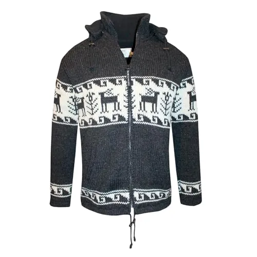 Schafwollstrickjacke 606 Rentier schwarz | Schafwolle | Strickjacke | Schafwoll-Jacke | Woll-Jacke | Schafwolljacke | Außenjacke (DE/NL/SE/PL, Alphanumerisch, M, Regular, Regular, Schwarz)