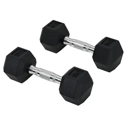 HOMCOM Hexagon Kurzhantel 2 x 5 KG - Hanteln mit sechseckigem Design für sicheren Halt, ideal für Zuhause oder im Fitnessstudio. Rändelung an Griffen sorgt für optimale Griffigkeit und Sicherheit beim Training.