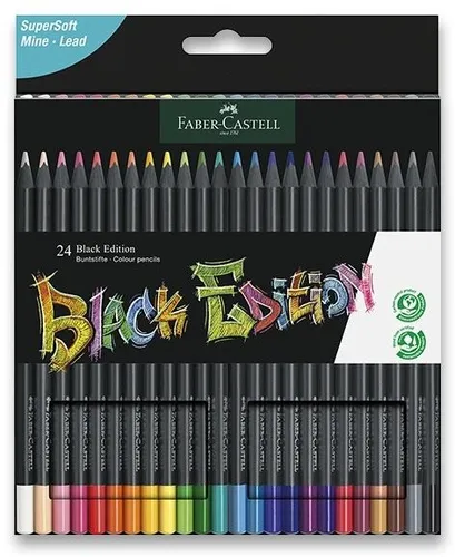 FABER-CASTELL Blackwood Buntstifte farbsortiert, 24 St. in schwarz von Faber-Castell