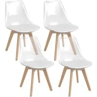 Costway Esszimmerstühle 4er Set Transparent Weiß - Bringen Sie frischen Wind in Ihr Esszimmer mit unserem 4er Set transparenter Esszimmerstühle. Die stabilen Buchenholzbeine und der bequeme Kunstlederbezug sorgen für stilvollen Komfort – ideal für lange Abendessen oder den Empfangsbereich.