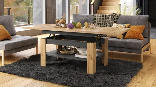 designimpex Couchtisch Design Rio – höhenverstellbar & ausziehbar