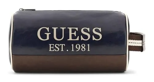 GUESS Kulturbeutel Necessaire in Zylinderform in blau von GUESS