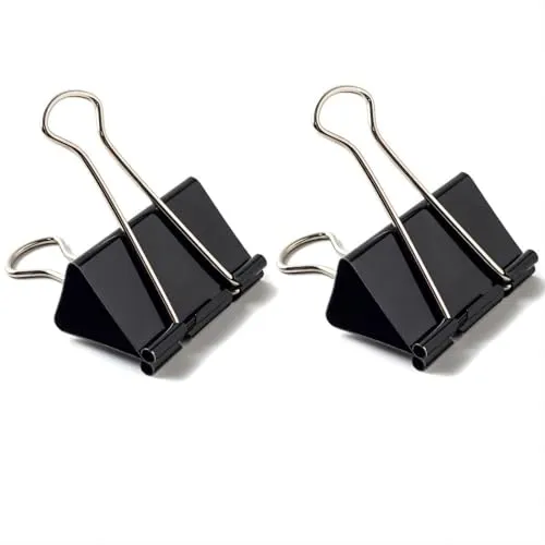 Coideal Foldback Klammern Metall Büroklammern, 24 Stück Binder Clips Schwarz Papierklammern Groß für Büro Dokumente und Haushalt (32mm)