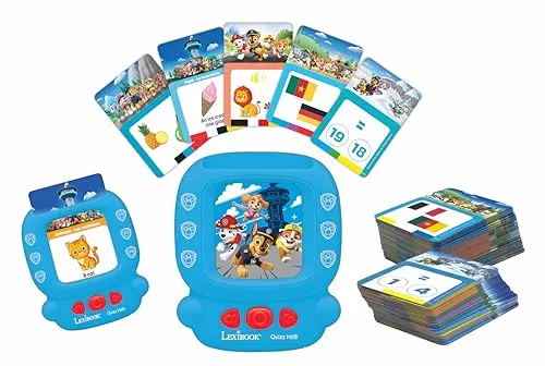 Lexibook, Quizz Hit Paw Patrol Zweisprachiger interaktiver Kartenleser Englisch/Französisch 150 doppelseitige Lernkarten Lernquiz & Lernkartenmaschine Rot/Blau JCR10PAi1