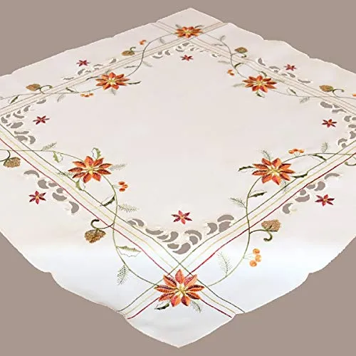 Raebel - Mitteldecke - Ecru-bunt Stickerei Weihnachtsstern - (85x85 cm)