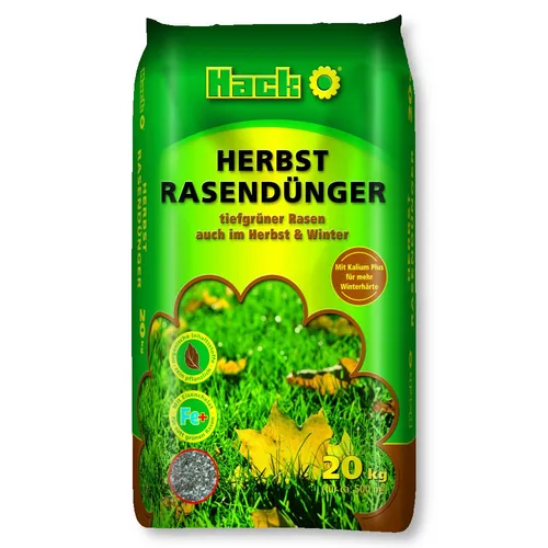 HACK Rasendünger Herbst 20 kg Langzeitwirkung Herbstrasendünger Kalidünger